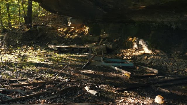 Abandoned Dig Site Camp in Forest