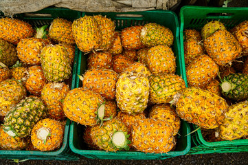 Pineapples in San Jose market in Costa Rica