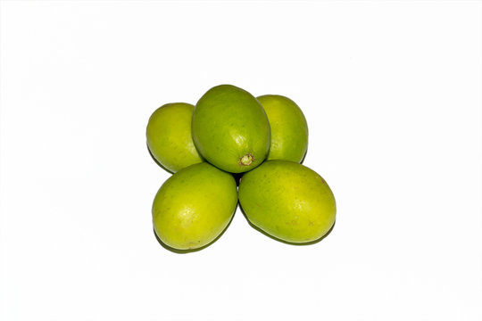 Fresh green Spondias mombin or Spondias dulcis Fruits on white background.