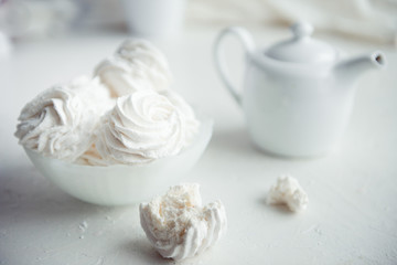 vanilla soft marshmallows and tea, white color