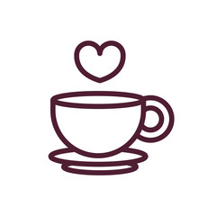 happy valentines day coffee cup heart love romantic feeling icon thick line