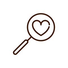 magnifier love heart romantic passion feeling related icon thick line