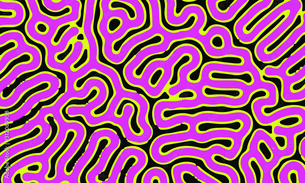 Aufkleber Psychedelic abstract background made by generative algorithm: Reaction-diffusion or Turing pattern formation.