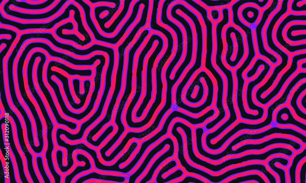 Poster Psychedelic abstract background made by generative algorithm: Reaction-diffusion or Turing pattern formation.