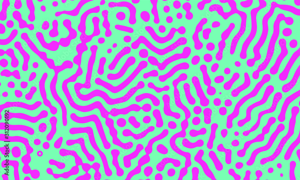 Poster Psychedelic abstract background made by generative algorithm: Reaction-diffusion or Turing pattern formation.
