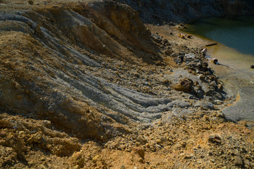 Mathiatis mine Sulfide mineralization. Old mine. Sulfide ore. Cyprus