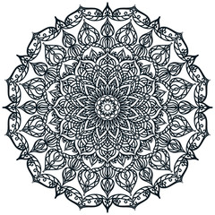 Vector black mandala on a white background.