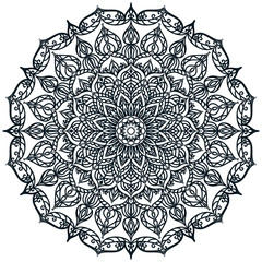 Vector black mandala on a white background.