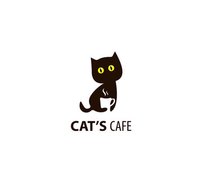 Cat's cafe logo design