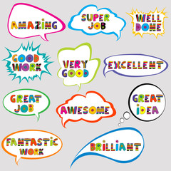 Fototapeta premium Set of speech bubbles with positive slogans