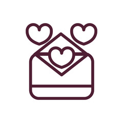 happy valentines day envelope hearts mail love romantic feeling icon thick line