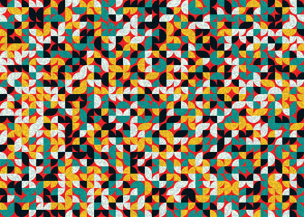 Seamless pattern with random colored quarter circles Generative Art background illustration