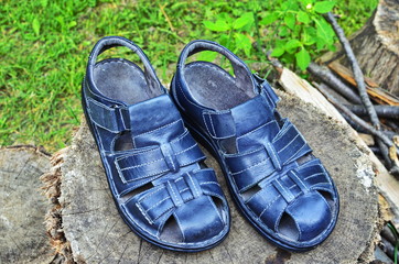 Men's leather sandals - casual style