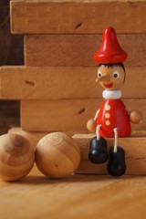 Background with Pinocchio wooden doll