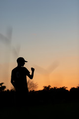 silhouette at the sunset