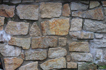 The texture of the stone walls of the old city of Europe, bricks made of granite and stones.