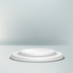 White podium. Pedestal. Scene.