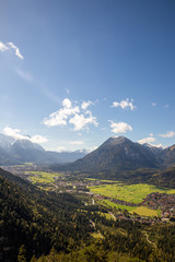 Fototapeta premium view onto Garmisch-Partenkirchen, farchant, burgrain panorama german alps