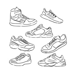 set of sport shoes, snickers