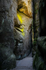 Narrow canyon through 