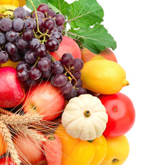 Fruits and vegetables isolated on a white background.