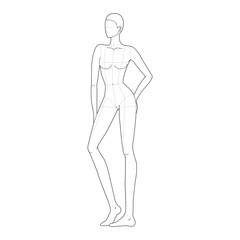 Fashion template of women in standing pose. 