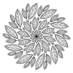 Mandala isolated on the white background. Template for coloring book page. Oriental mystical pattern. Yoga mandala.