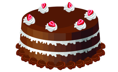 Delicious Chocolate Cake Vector Isolated On White Background.