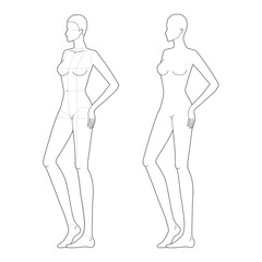 Fashion template of women in standing poses.