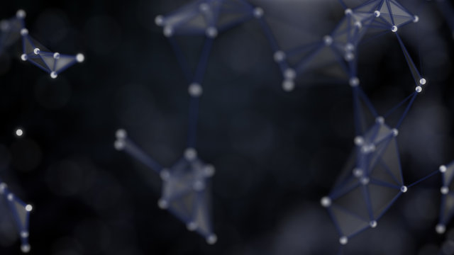 Blockchain network concept. Network of abstract elements net with codified information inside.