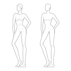 Fashion template of women in standing poses. 