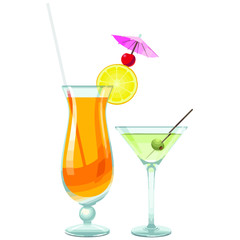 Vector fruit cocktail isolated on white background.