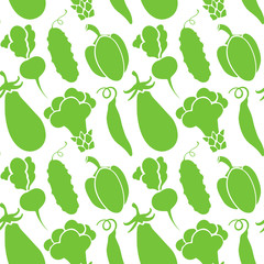 Seamless vector pattern with vegetables. Vegan organic food illustration