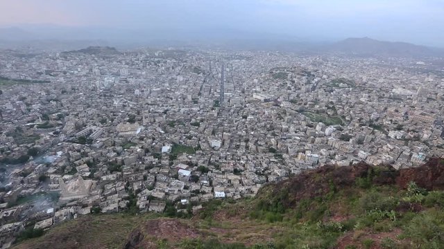 Taiz city - Yemen from the top of the historic Cairo Citadel 2017