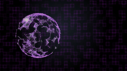 Global internet telecommunication concept. 3d globe with high speed network of TV channels on dark background.