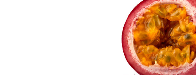 Passion fruit on a white background, close-up, isolated, top view