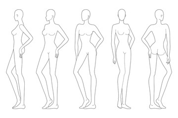 Fashion template of standing lady. 