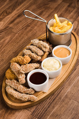 different snacks and main dishes for wine and beer