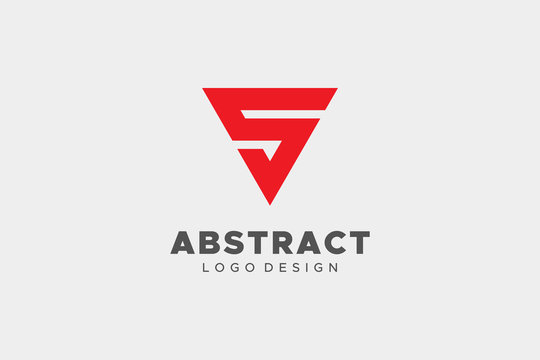 Abstract Letter V and S Logo. Triangular Geometric Flat Vector Logo Design Template Element