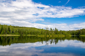Fototapeta na wymiar The view of the lake Glubelka in Belarus