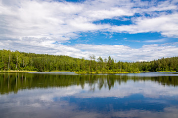 Fototapeta na wymiar The view of the lake Glubelka in Belarus