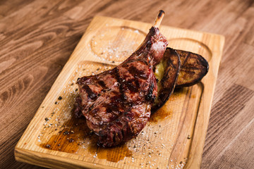 fresh quality expensive pork beef steak in a restaurant