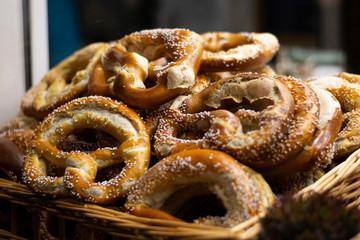 Stacked Pretzels in a Christmas Market - Cologne, Germany