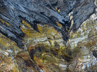 Different materials in volcanic crater