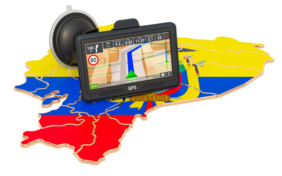 GPS navigation in Ecuador, 3D rendering