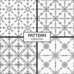 Set of four monochrome vector seamless patterns.
