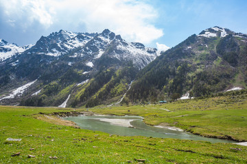 Fototapeta na wymiar Caucasus Mountains of Karachay-Cherkessia. Spring landscape.