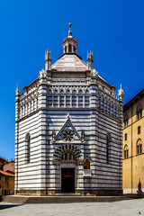 Fototapeta na wymiar The Battistero di San Giovanni in Corte in Pistoia, Tuscany, Italy. Also known as the Baptistery of San Giovanni di Rotondo.