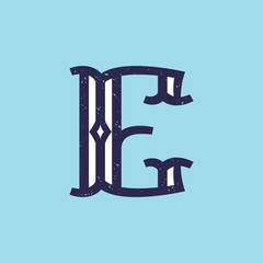 E letter logo in slab serif retro style with grunge texture.