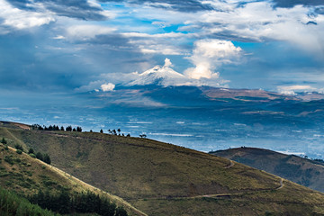 Diverse central landscape with mountains of valleys and canyons in South America of Ecuador
